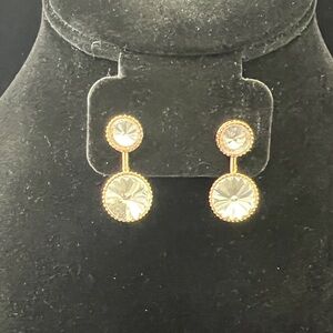 Gold-Tone Double Drop Crystal Earrings - Clear